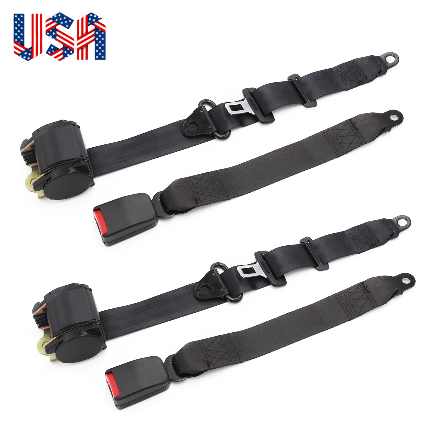 2PCS 3 Point Retractable Shoulder Seat Belts Fit for Jeep Wrangler CJ